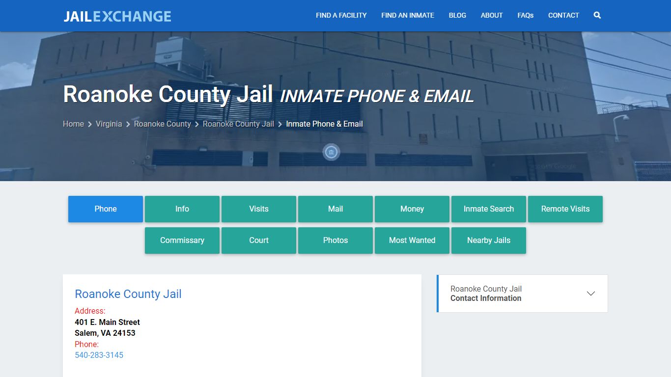 Inmate Phone - Roanoke County Jail, VA - Jail Exchange